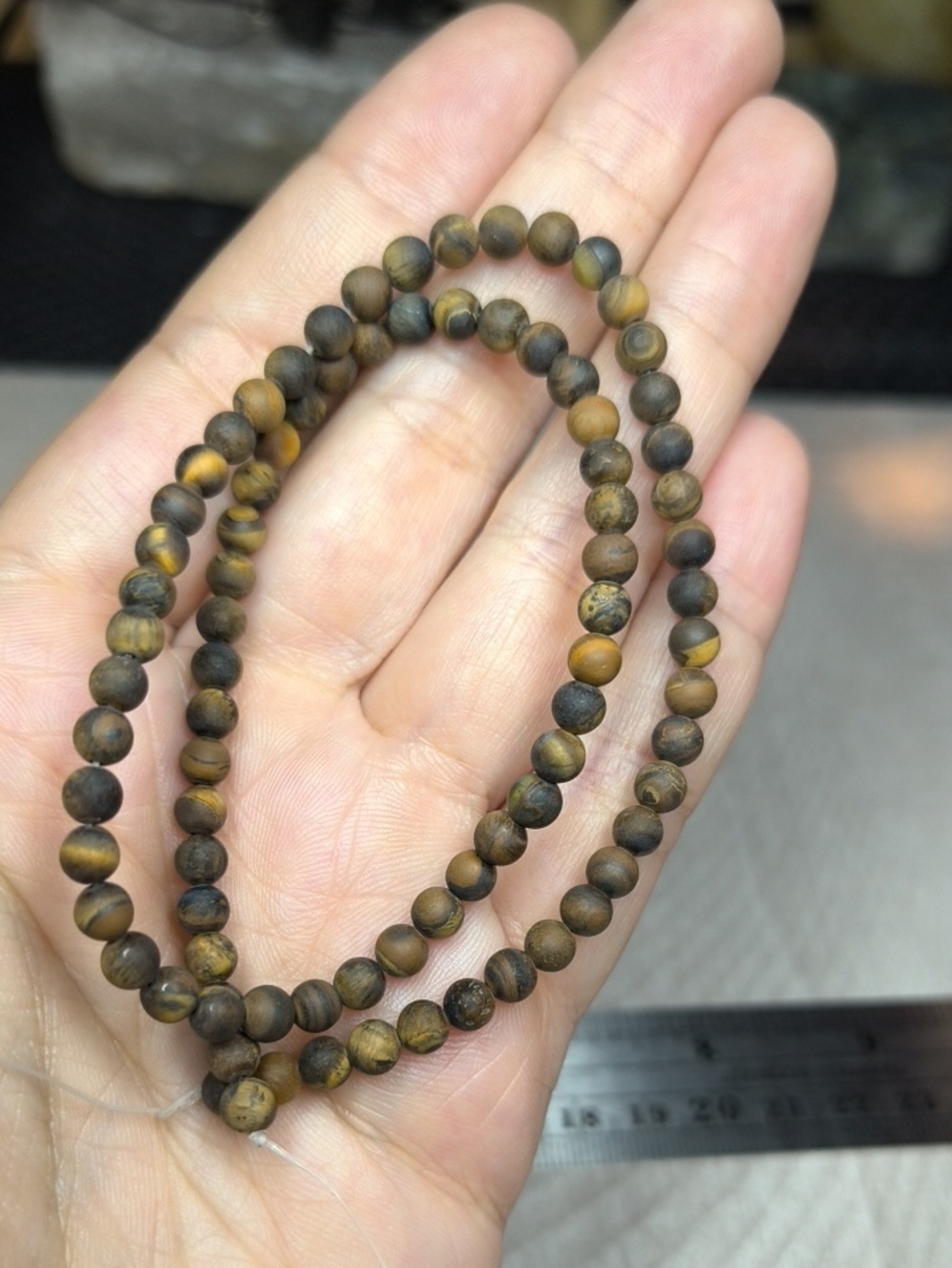 #5- 4mm Natural Matte Tiger’s Eye Stone Beads - 14 Inch Strand